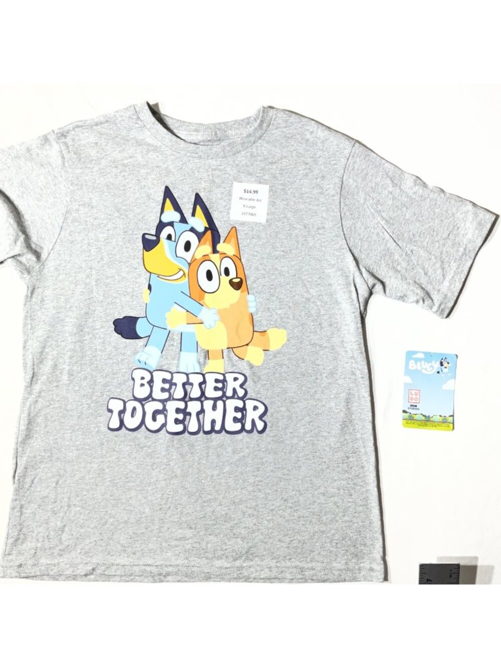 Bluey "Better Together" Graphic T-Shirt Heather Gray kids XL Wearable Art